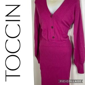 Toccin Berry Sweater Dress - perfect pop of pink!
